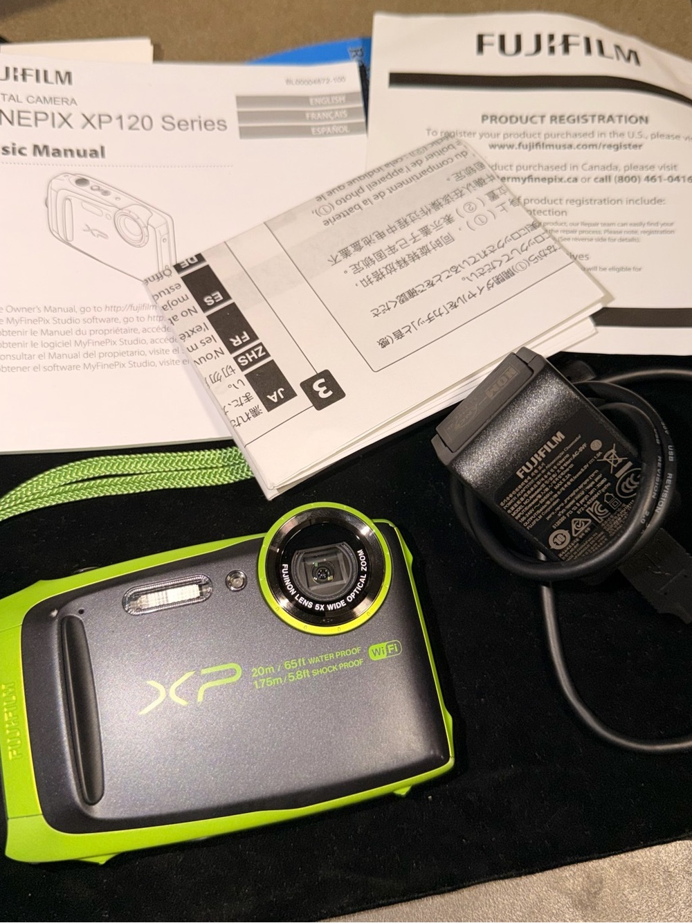 Fujifilm Compact XP Camera in Black and Lime Green
